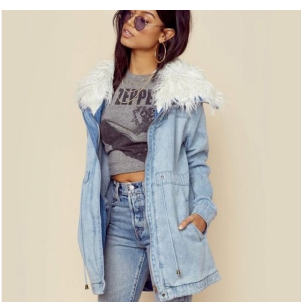 Show me your mumu Montana denim jacket. Gently worn. Excellent condition.